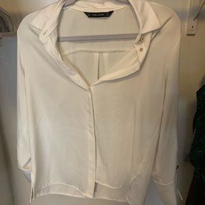 Zara Basic -White Blouse with Gold Buttons